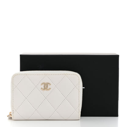Chanel Caviar Quilted Zip Coin Purse White 8 of 8
