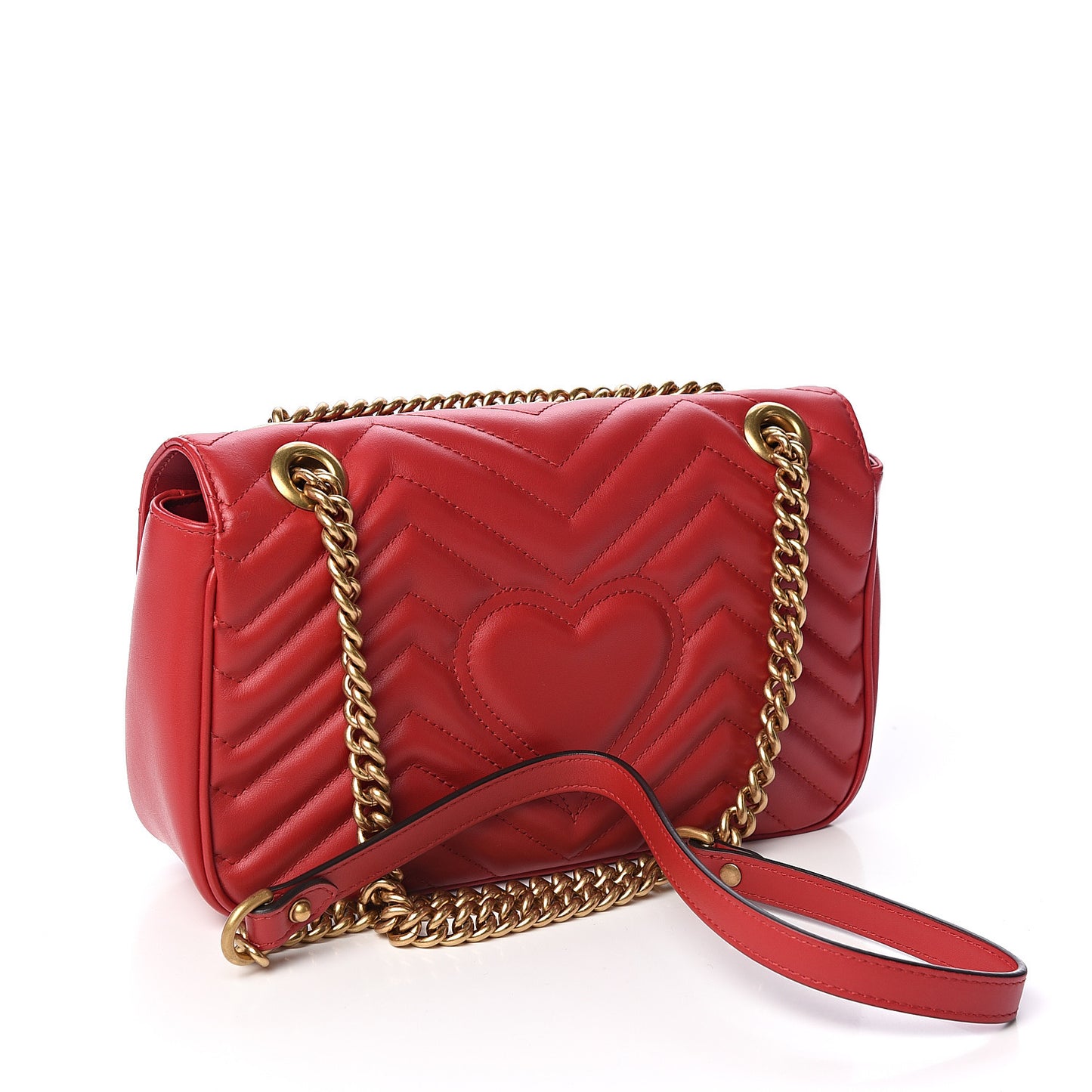 Calfskin Matelasse Small GG Marmont Shoulder Bag Hibiscus Red