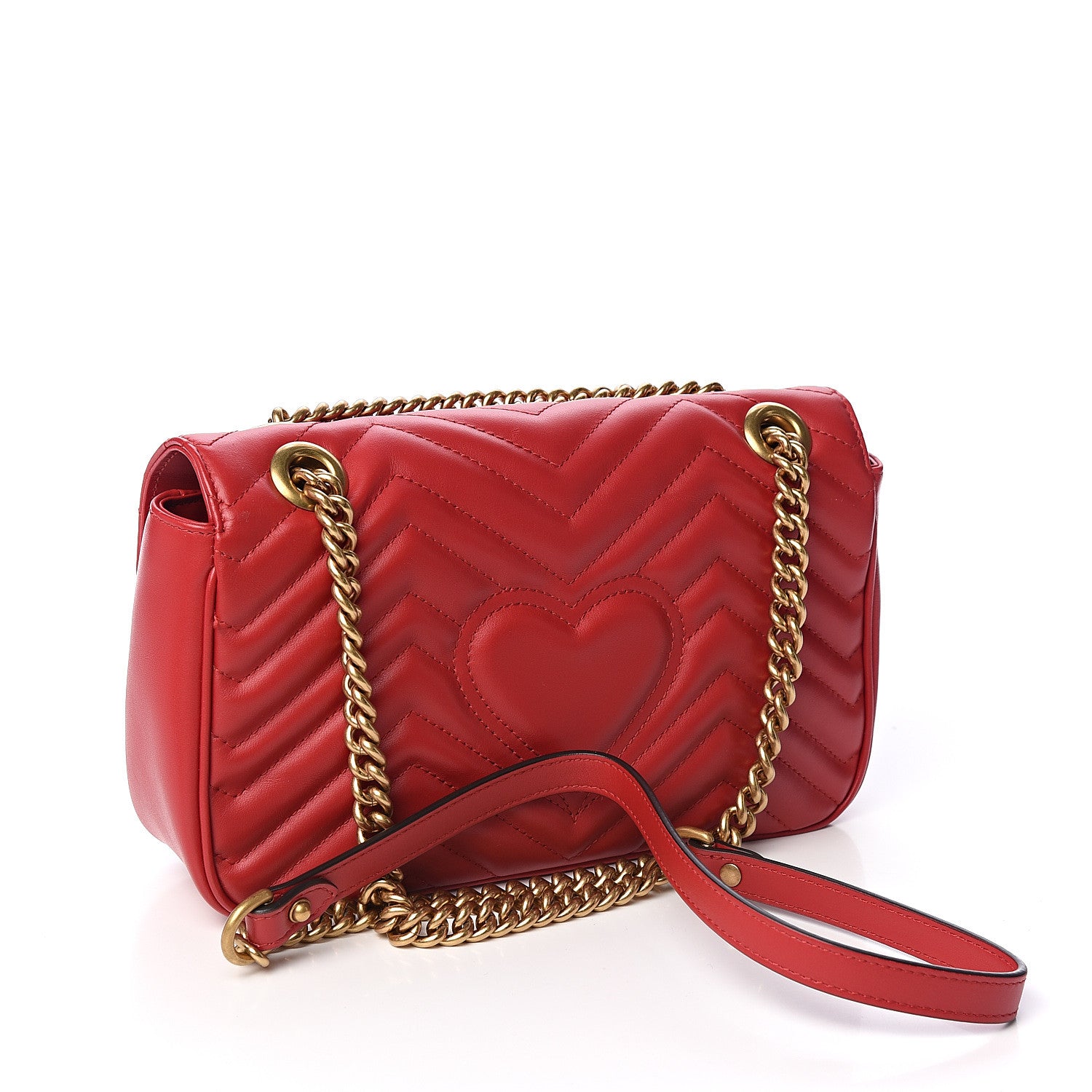 Gucci Calfskin Matelasse Small GG Marmont Shoulder Bag Hibiscus Red 2 of 9