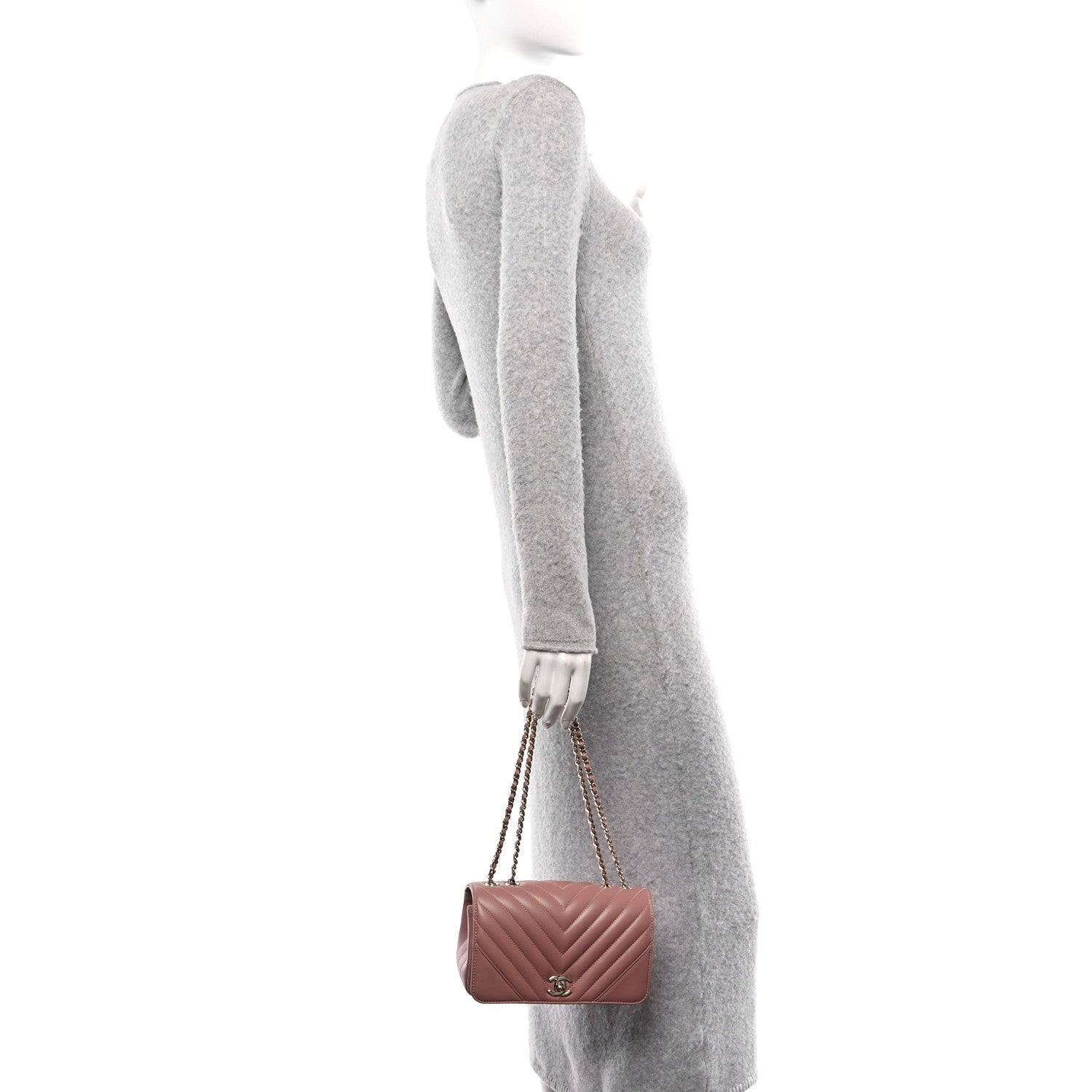 Chanel Calfskin Chevron Quilted Mini Statement Flap Pink 2 of 11