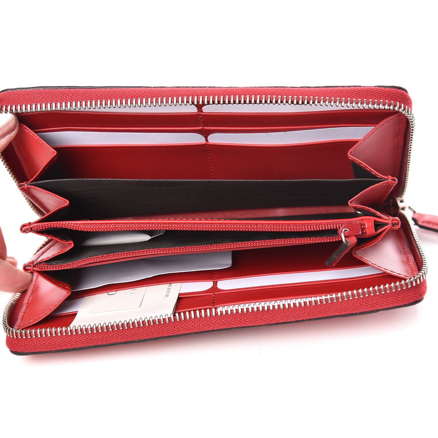 Gucci Guccissima Web Zip Around Wallet Red 5 of 8