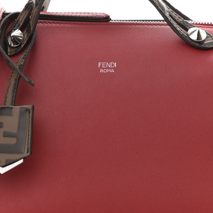 Fendi Vitello Dolce Bi-Color FF 1974 Embossed Medium By The Way Boston Bag Fragola Maya Black 8 of 8
