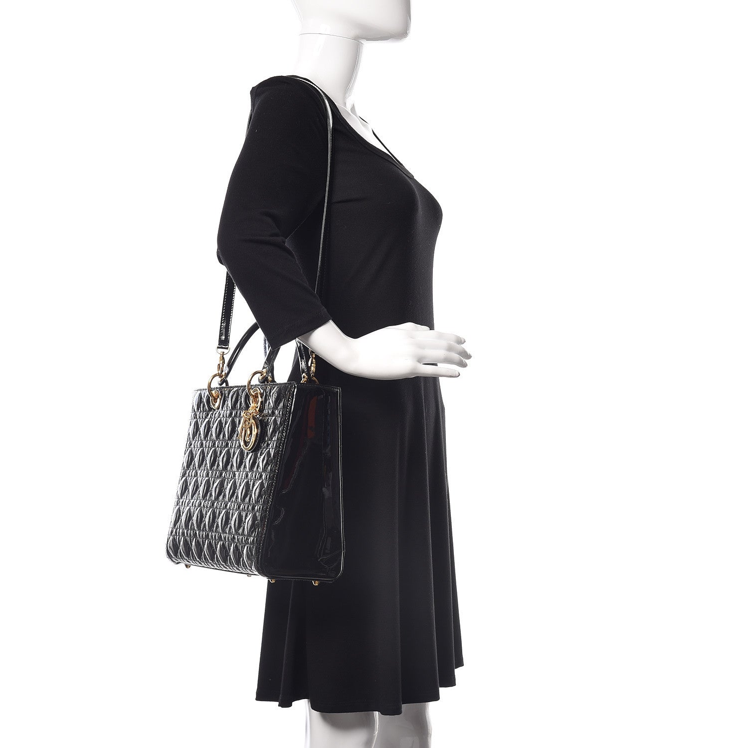 Christian Dior Patent Cannage Large Lady Dior Black 2 of 9
