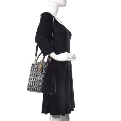 Christian Dior Patent Cannage Large Lady Dior Black 2 of 9