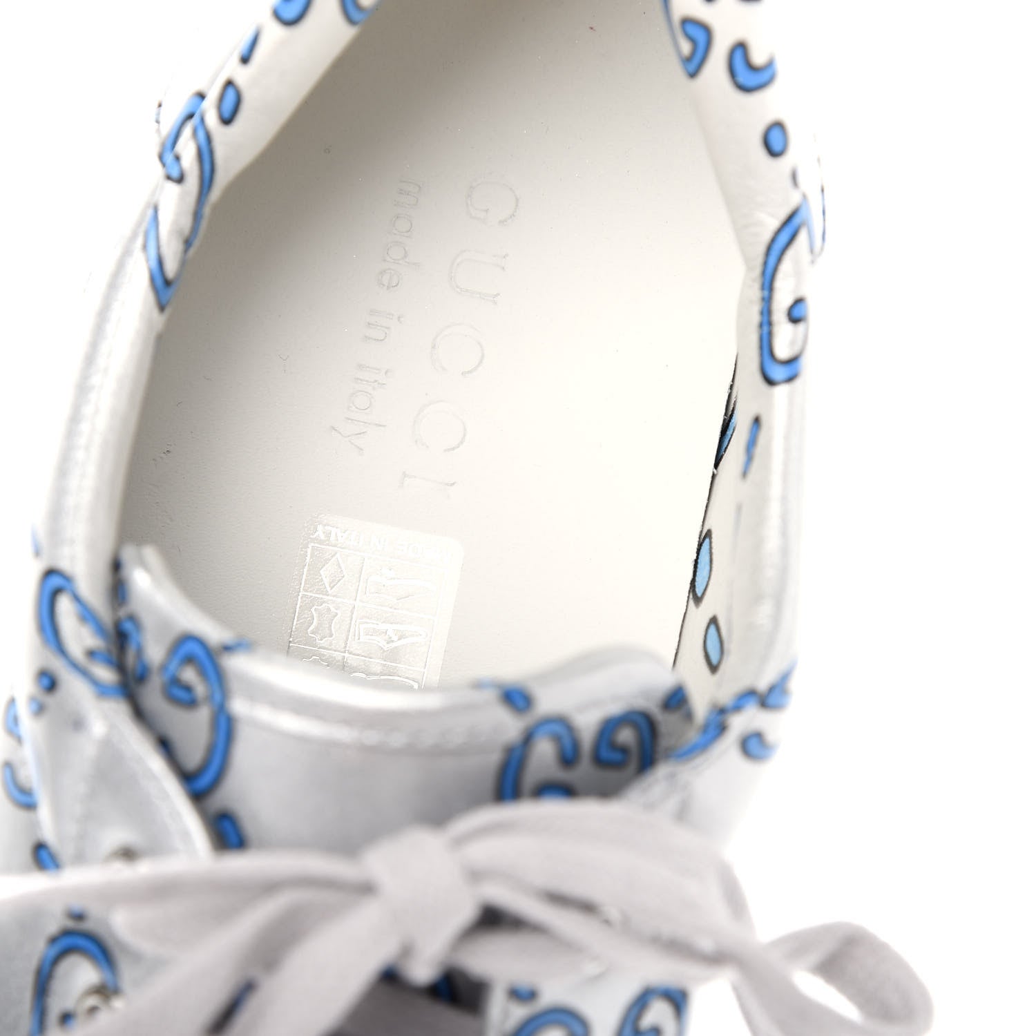 Gucci Miro Rubber Wax GucciGhost Print Mens New Ace Sneakers 8.5 Silver 9 of 12