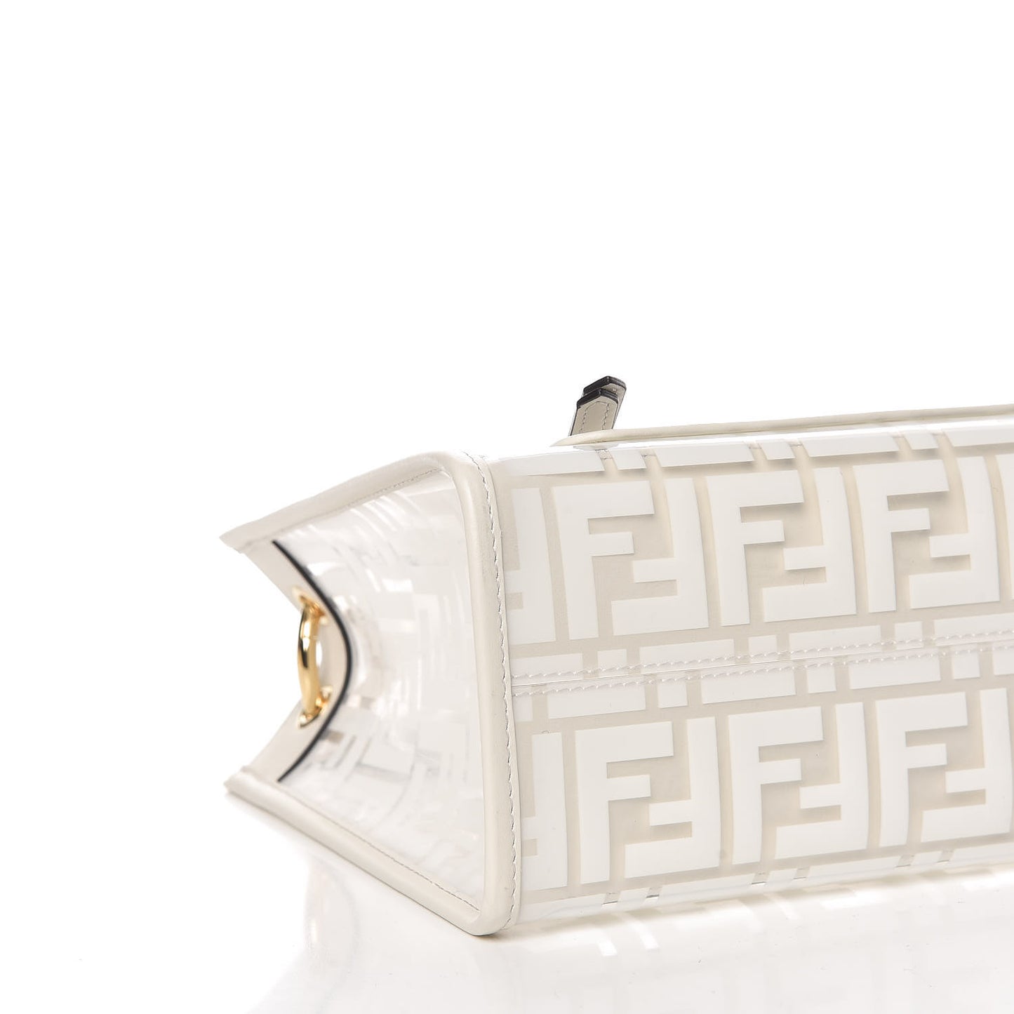 TPU FF Vitello Century Plexiglass Small Runaway Shopper Tote White