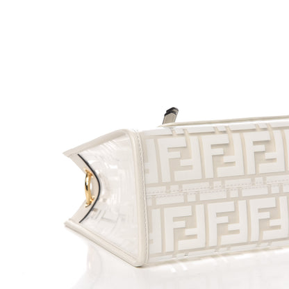Fendi TPU FF Vitello Century Plexiglass Small Runaway Shopper Tote White 5 of 10
