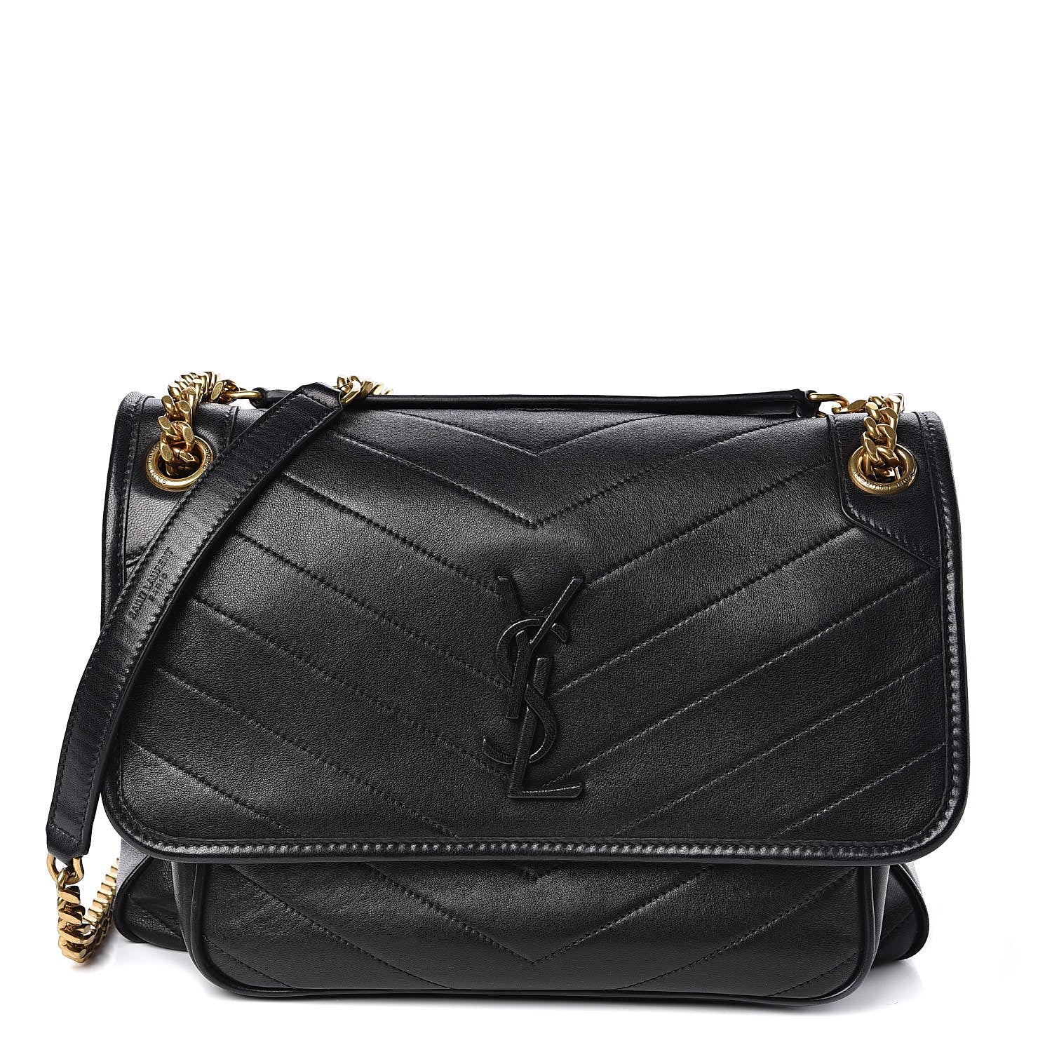 Saint Laurent Lambskin Matelasse Monogram Medium Niki Chain Satchel Black 1 of 11