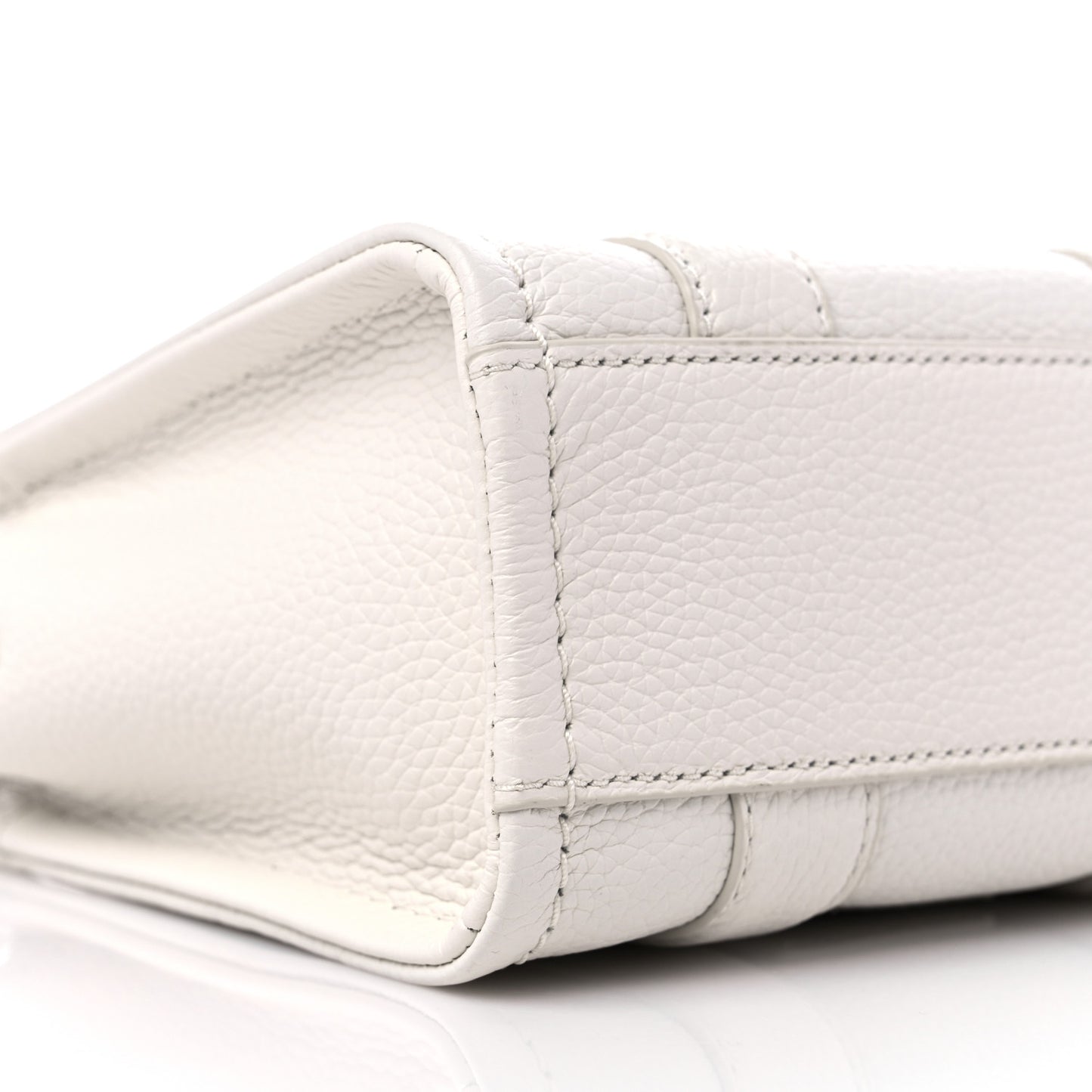 Grained Calfskin Micro The Tote Bag Cotton Silver