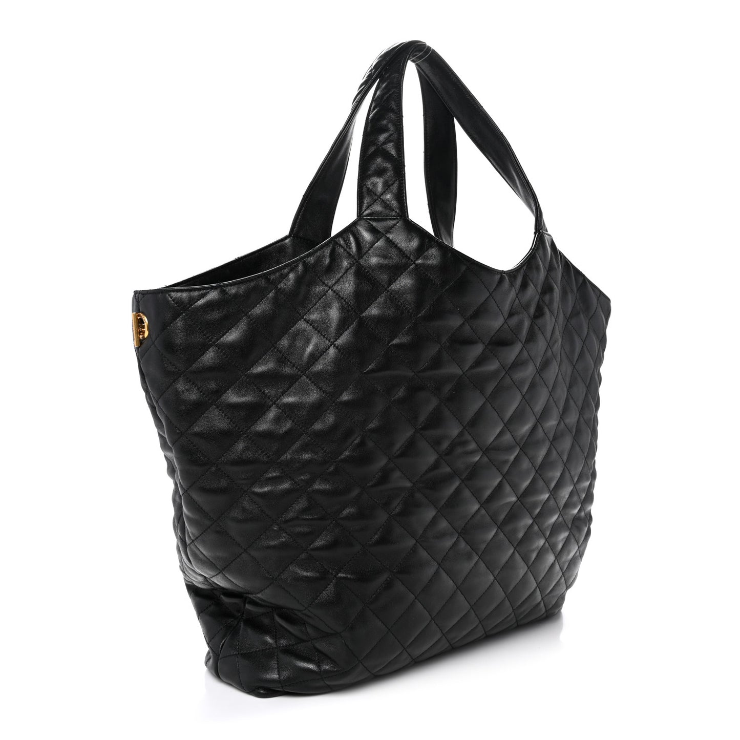 Lambskin Quilted Maxi Icare Shopping Tote Black