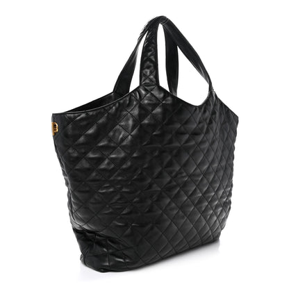Saint Laurent Lambskin Quilted Maxi Icare Shopping Tote Black 4 of 15