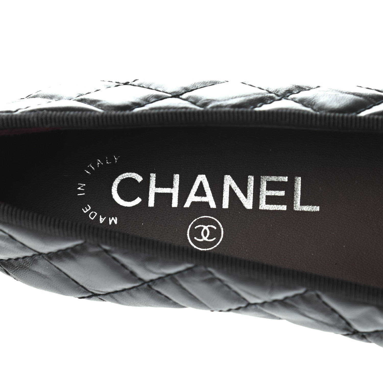 Chanel Aged Calfskin Quilted CC Cap Toe Ballerina Flats 37.5 Black 7 of 7