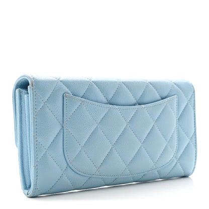 Chanel Caviar Quilted Large Gusset Flap Wallet Light Blue 3 of 10