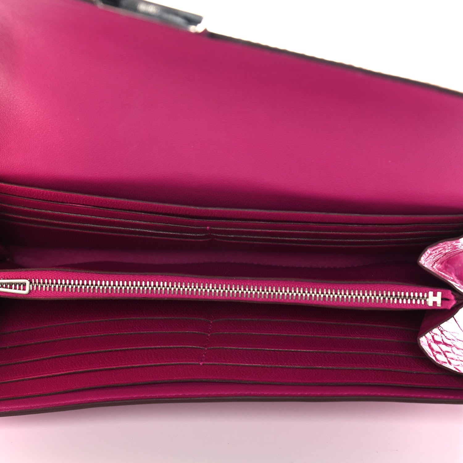 Hermes Shiny Alligator Constance Long Wallet Rose Scheherazade 5 of 24