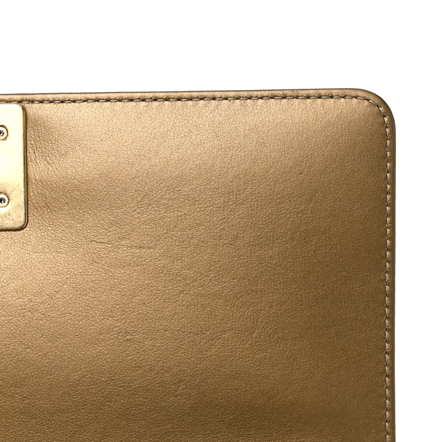 Metallic Patent Calfskin Quilted Medium Boy Flap Gold