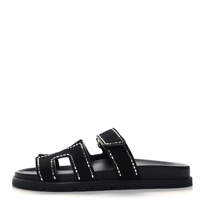 Hermes Suede Crystal Womens Chypre Sandals 39 Black 1 of 9