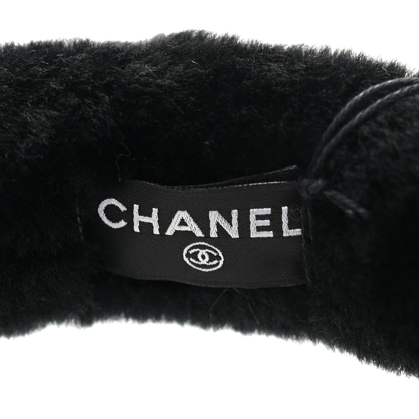 Shearling CC Ear Muffs Black White