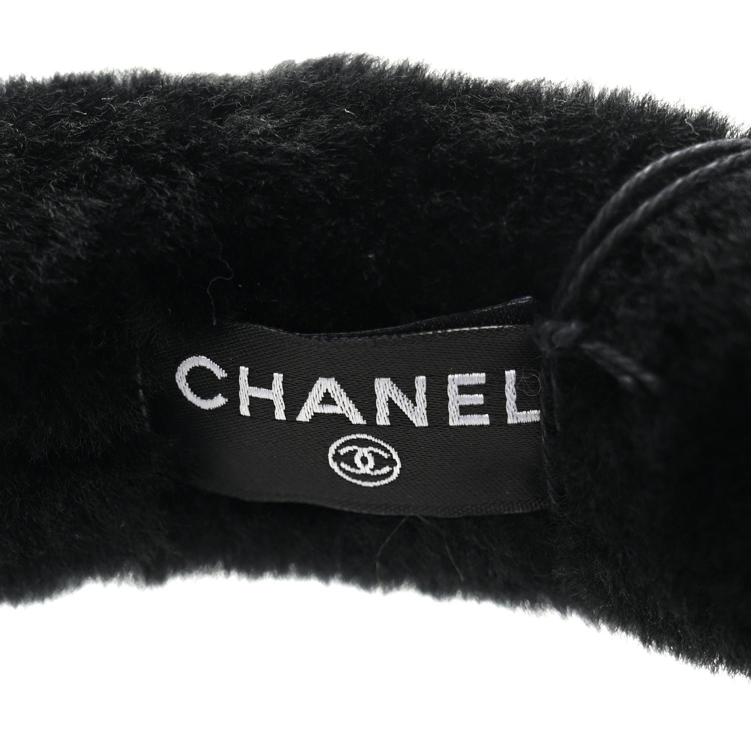 Chanel Shearling CC Ear Muffs Black White 5 of 5