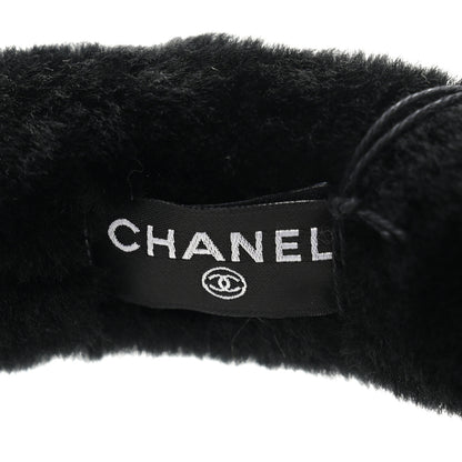 Chanel Shearling CC Ear Muffs Black White 5 of 5