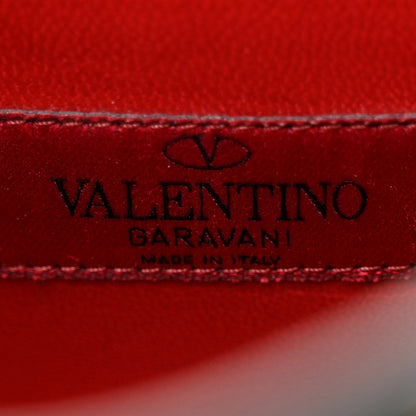 Valentino Garavani Nappa Embroidered Floral Medium Rockstud Spike Shoulder Bag Black Red 6 of 10