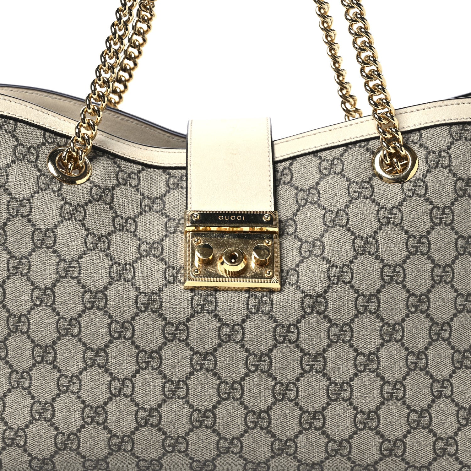 Gucci GG Supreme Monogram Medium Padlock Tote White 8 of 12