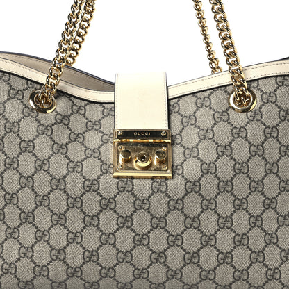 Gucci GG Supreme Monogram Medium Padlock Tote White 8 of 12