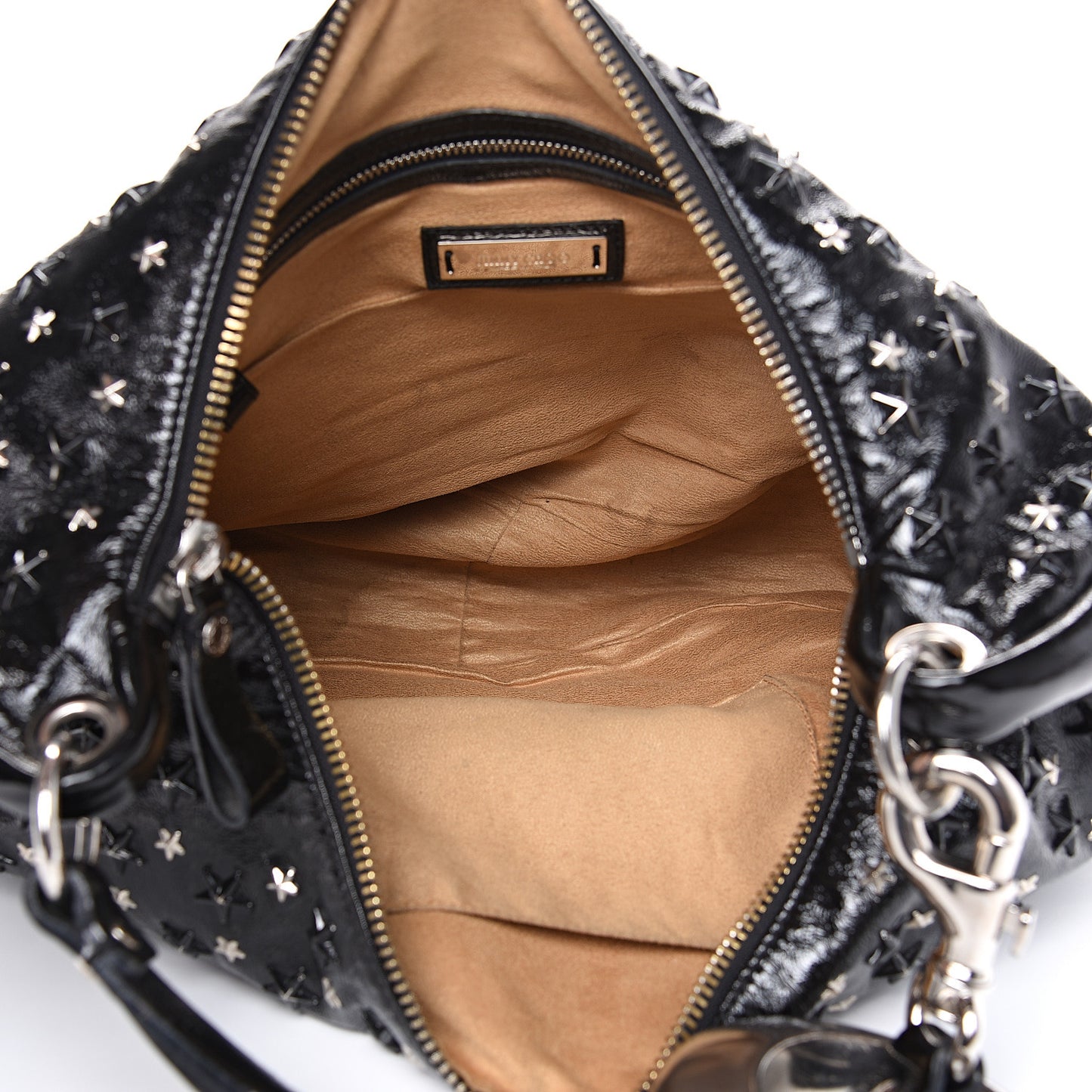 Metallic Calfskin Star Studded Sky Hobo Black