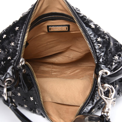 Jimmy Choo Metallic Calfskin Star Studded Sky Hobo Black 4 of 10