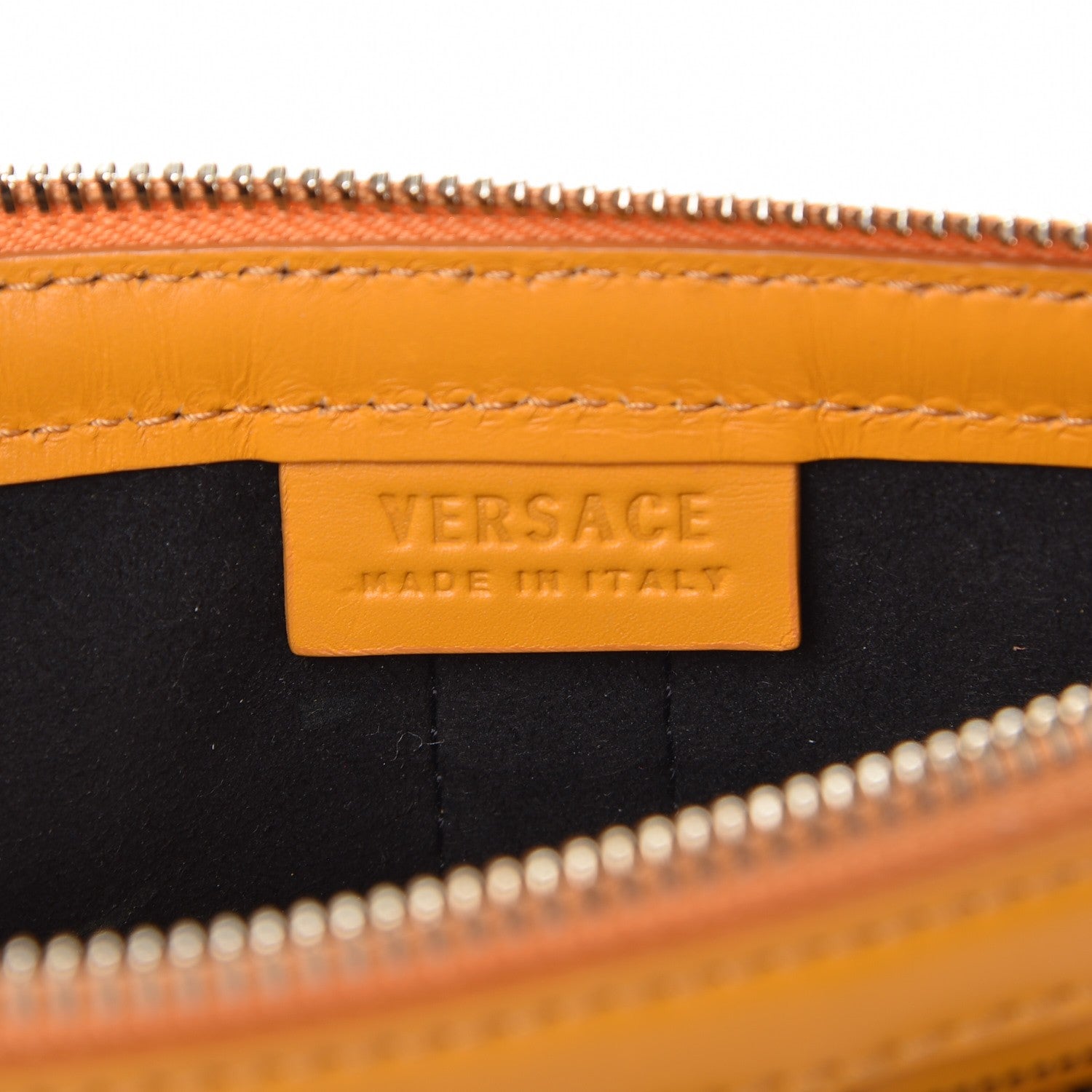 Versace Calfskin Laser Cut Medallion Wristlet Orange 6 of 6