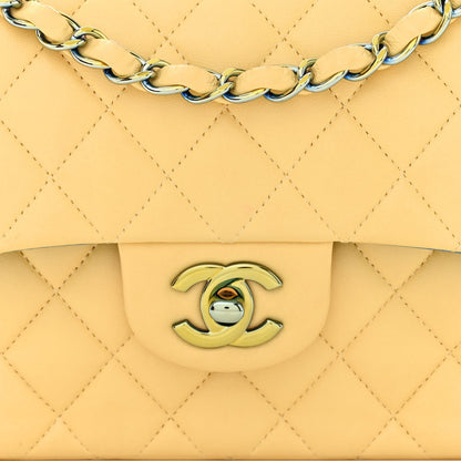 Chanel Lambskin Quilted Small Double Flap Yellow Blue 8 of 12