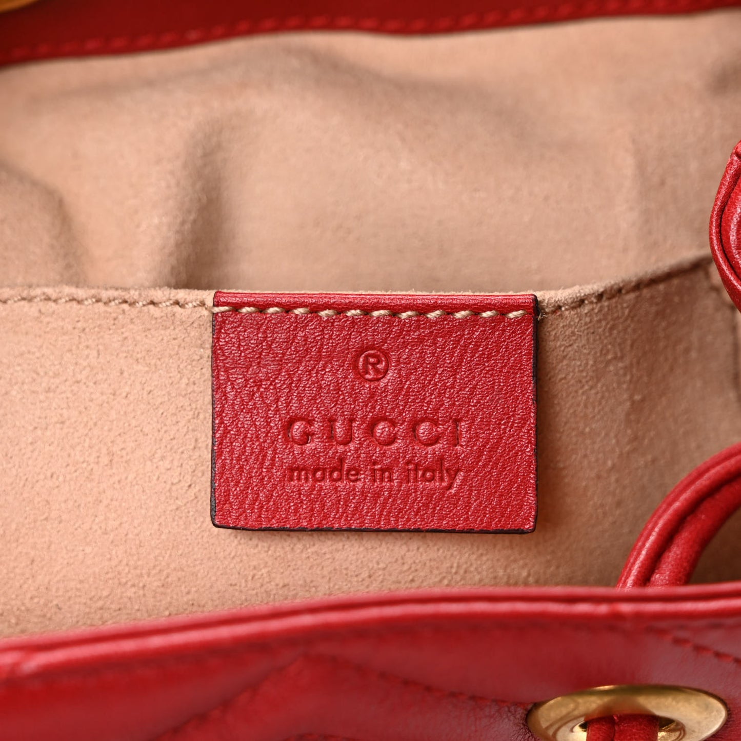Calfskin Matelasse GG Marmont Flap Backpack Hibiscus Red