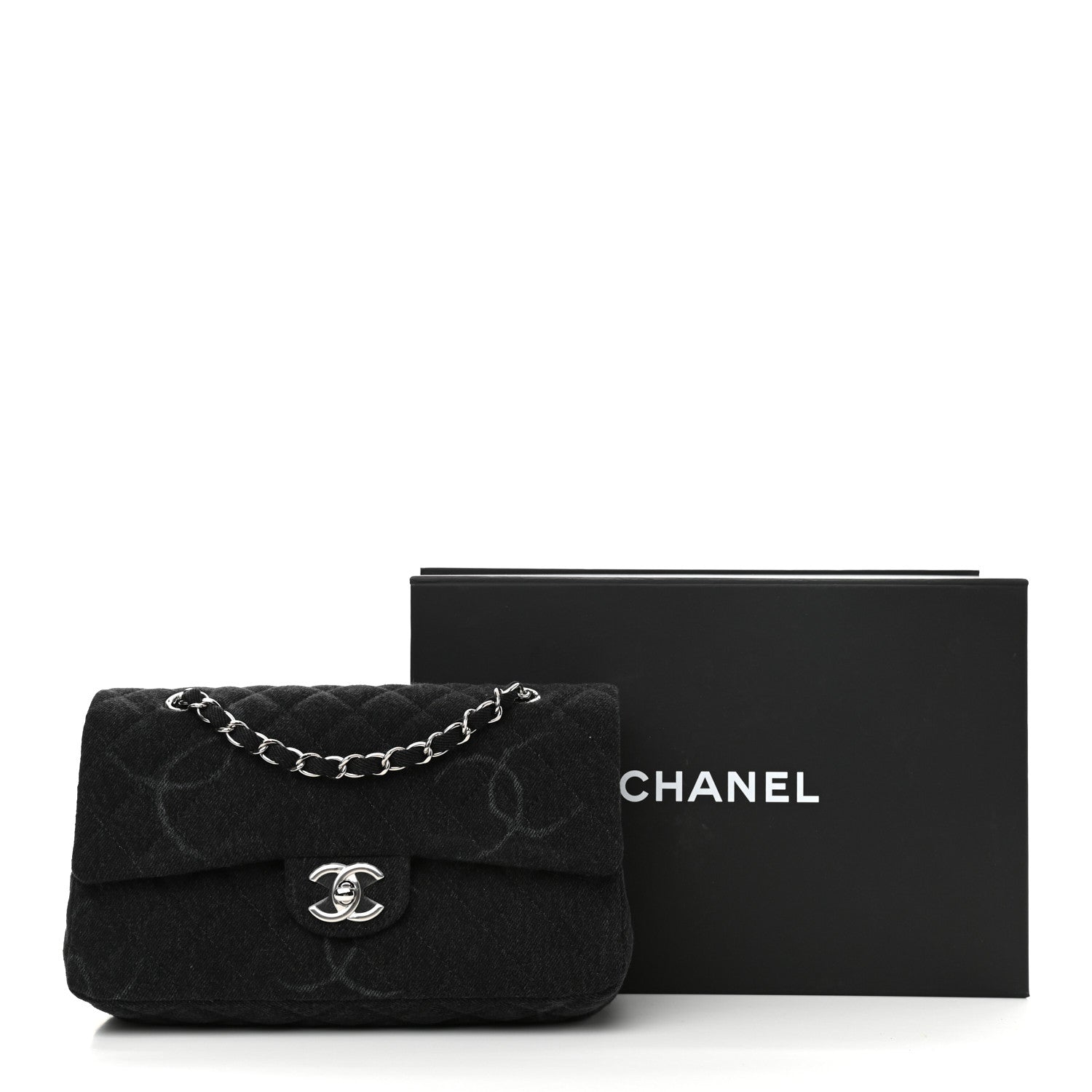 Chanel Denim Quilted CC Print Medium Single Flap Black 11 of 11