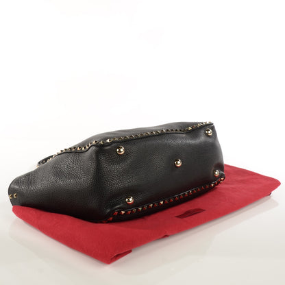 Valentino Garavani Alce Printed Calfskin Medium Rockstud Tote Black 5 of 10