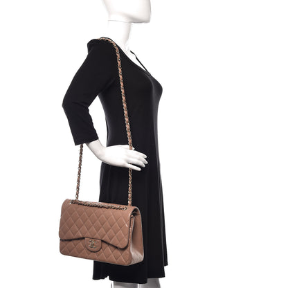 Chanel Lambskin Quilted Jumbo Double Flap Dark Beige 2 of 13