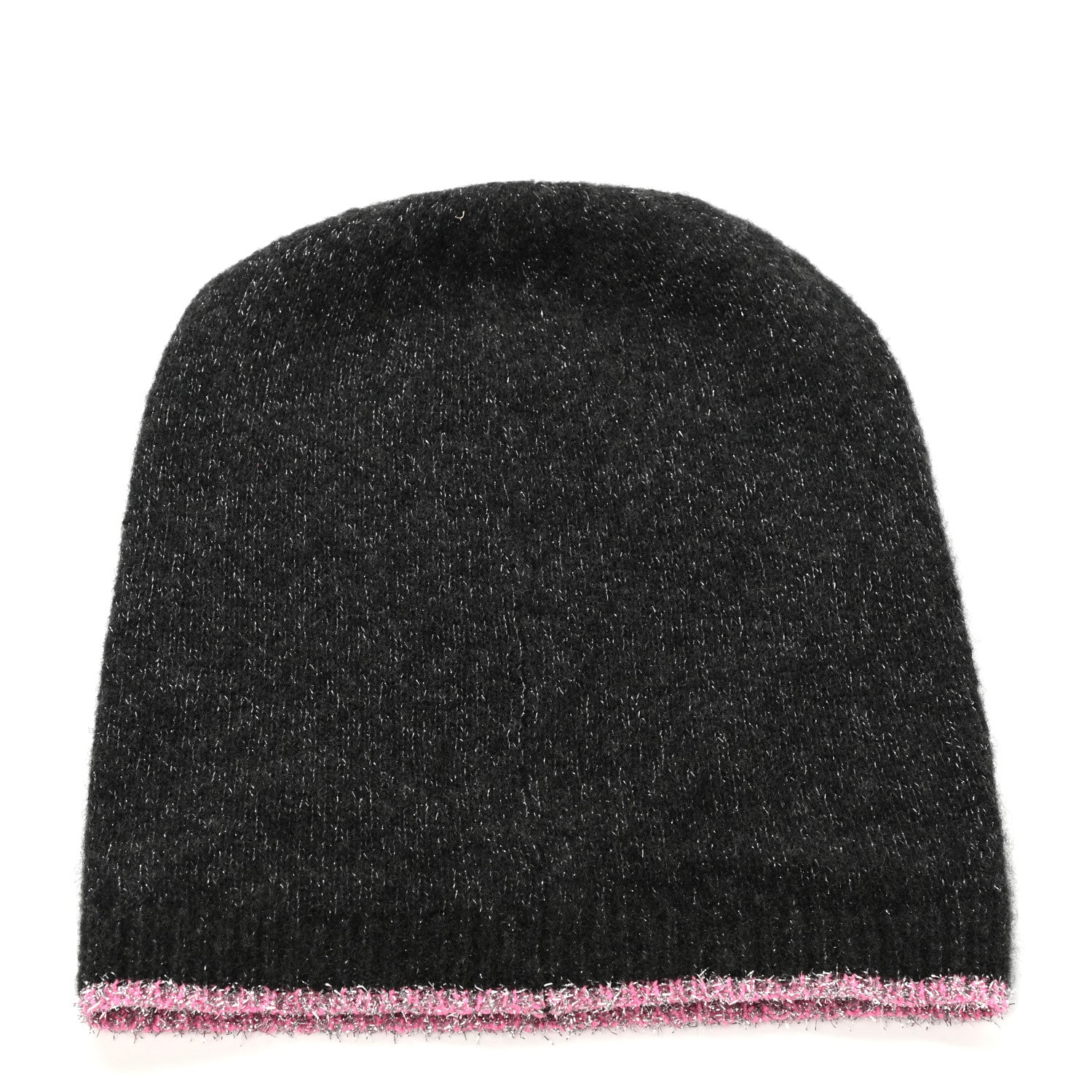 Chanel Cashmere Blend CC Beanie Hat Grey Pink 3 of 4