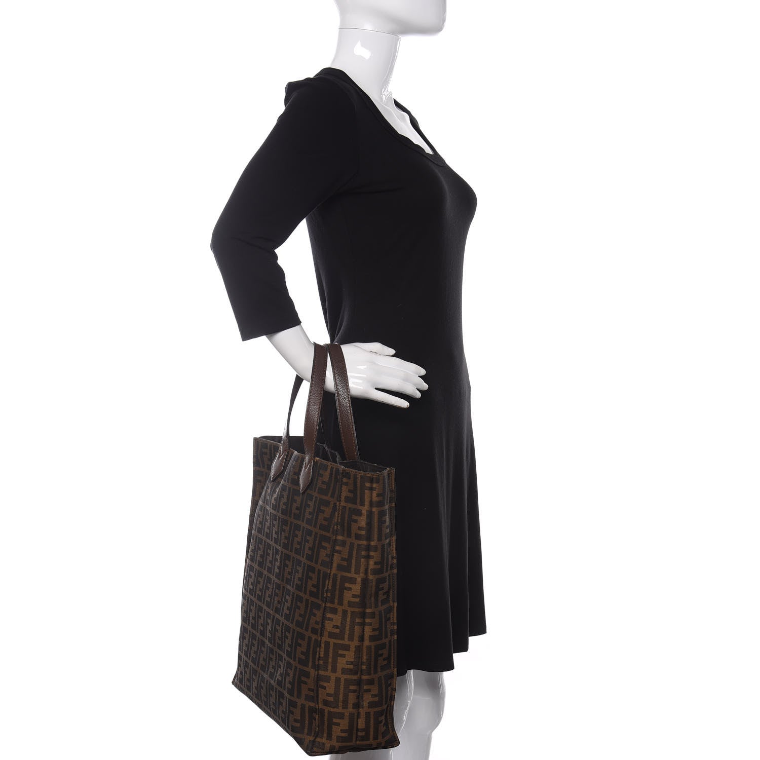 Fendi Zucca Vitello Artic Special Shopping Tote Tobacco Castagna 2 of 16