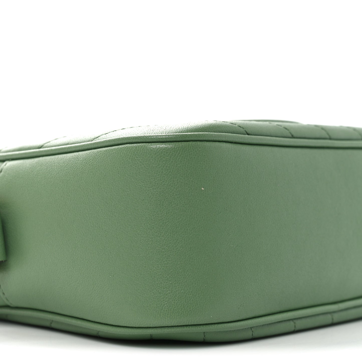 Sakai Be Green Calfskin Diagonal Stitched Small Blondie Shoulder Bag Green Soil Grass