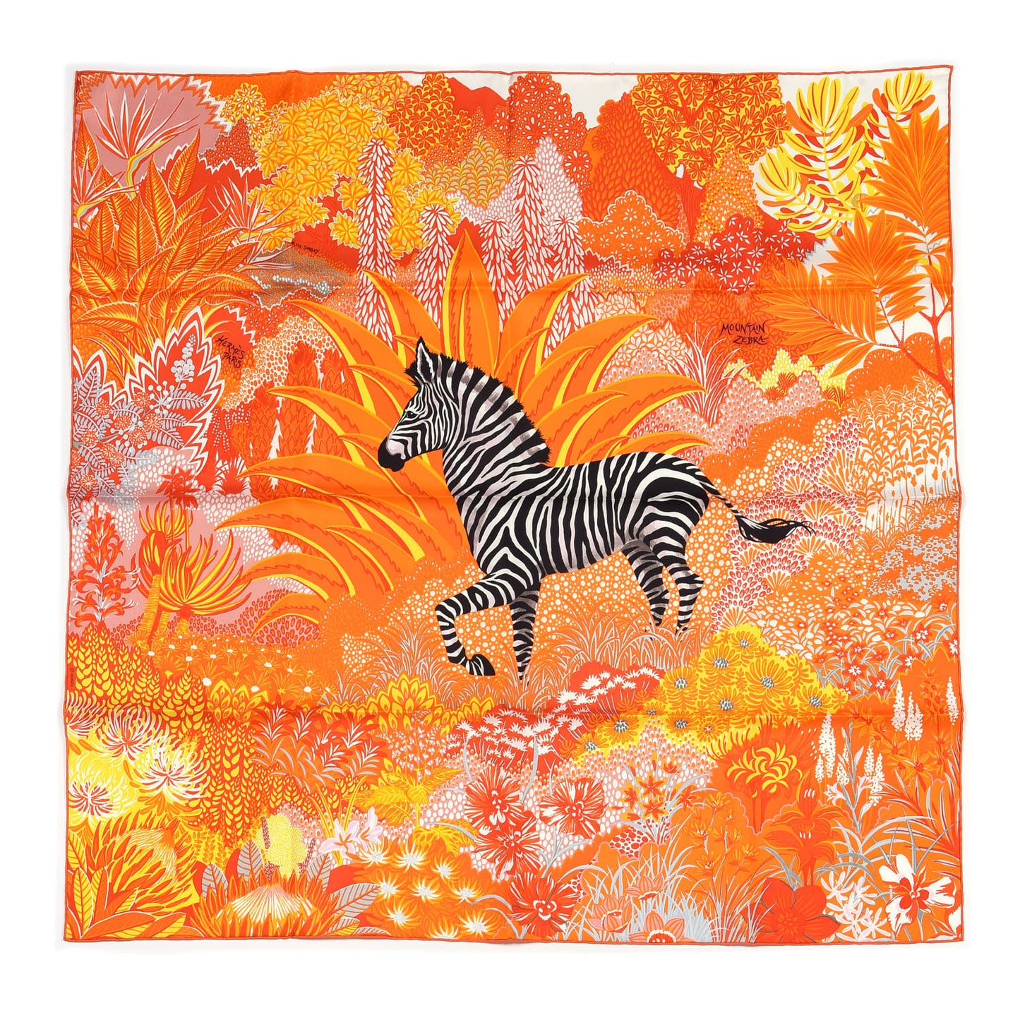 Silk Mountain Zebra Scarf 90 Orange Soleil Rose