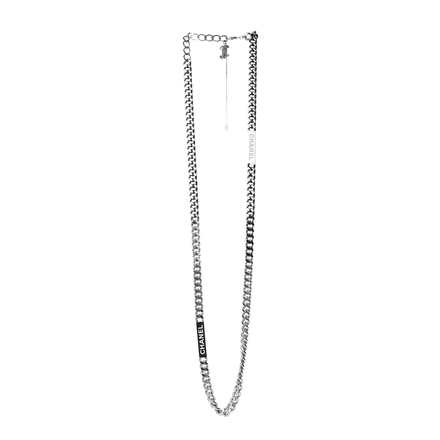 Chanel Oversized Chain Logo Necklace Ruthenium 3 of 7