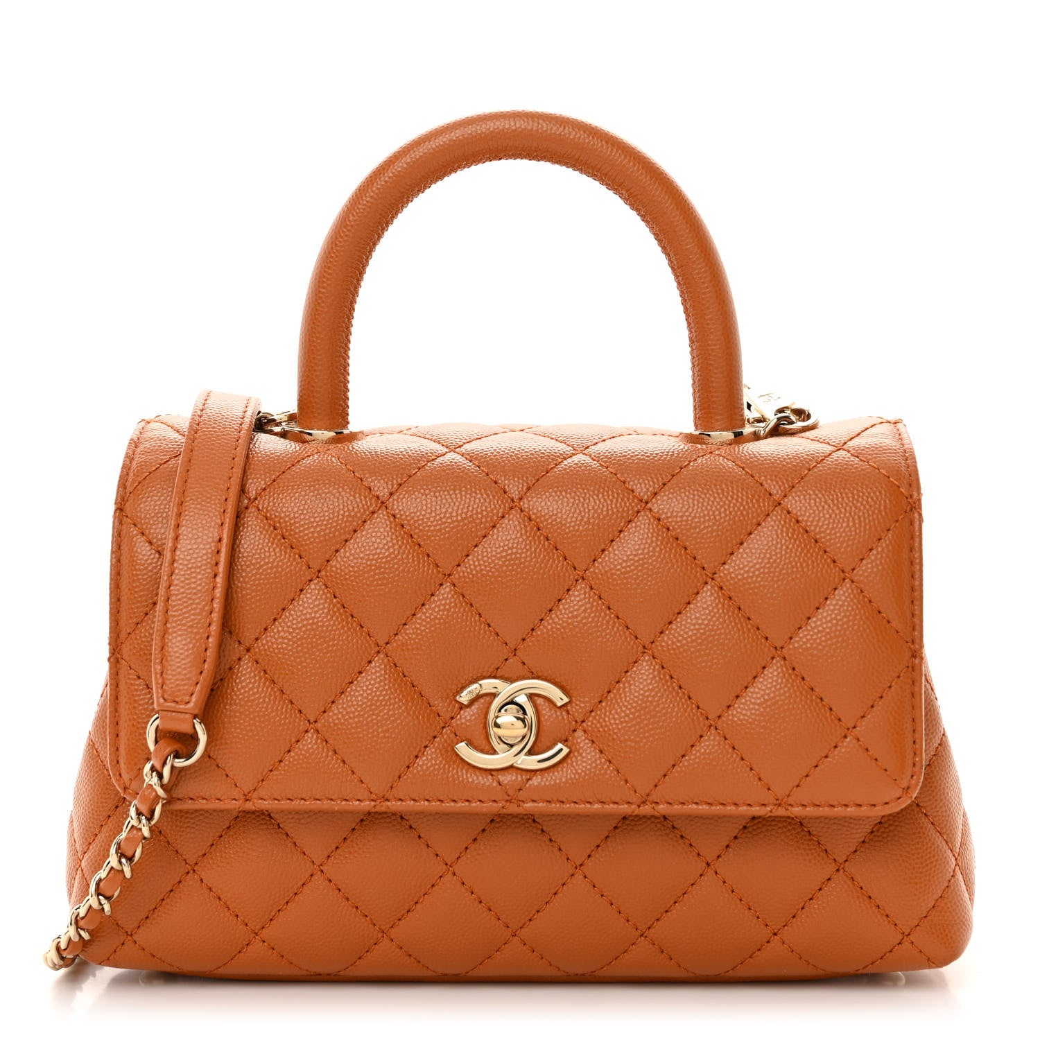 Chanel Caviar Quilted Mini Coco Handle Flap Light Brown 1 of 10