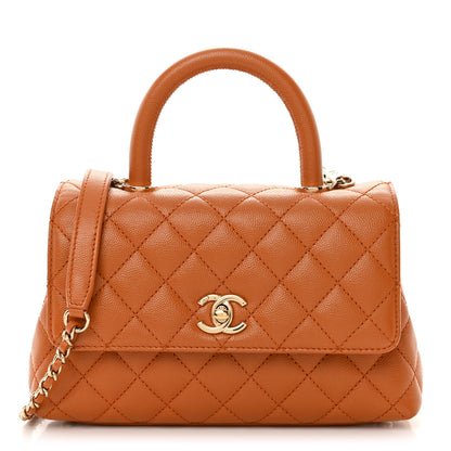 Chanel Caviar Quilted Mini Coco Handle Flap Light Brown 1 of 10