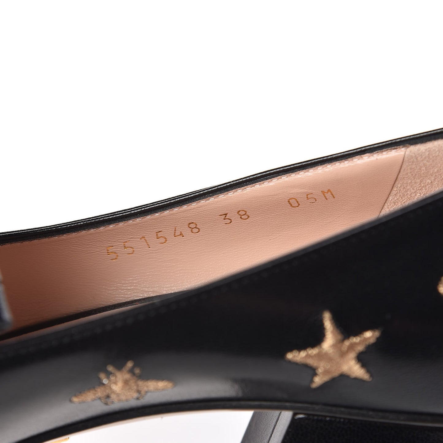 Quentin Goatskin Bee Star Embroidered GG Marmont Fringe 50mm Loafer Pumps 38 Black