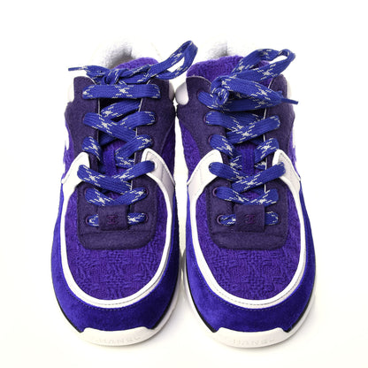 Chanel Suede Tweed Felt CC Sneakers 39 Purple 6 of 10