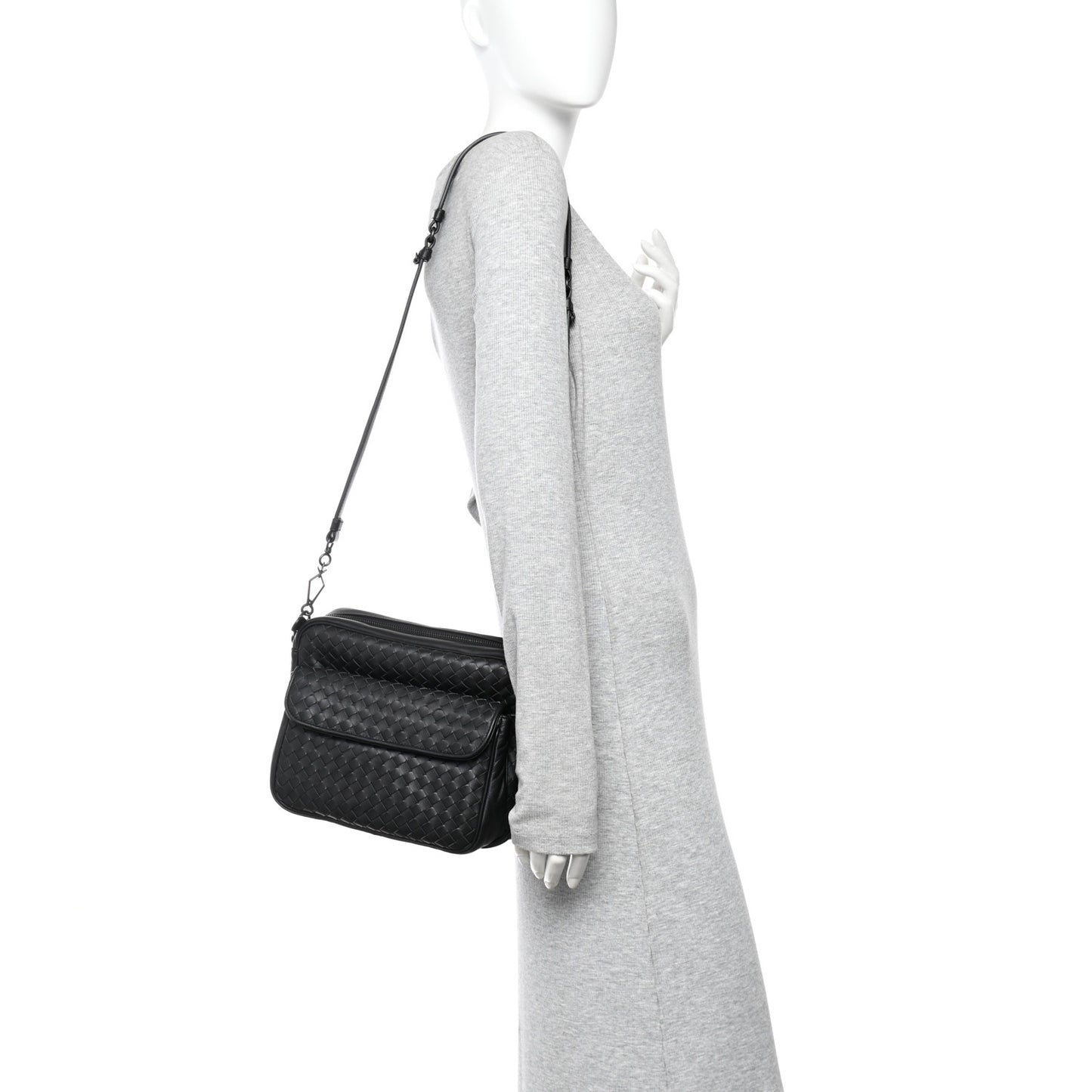 Nappa Intrecciato Messenger Bag Black