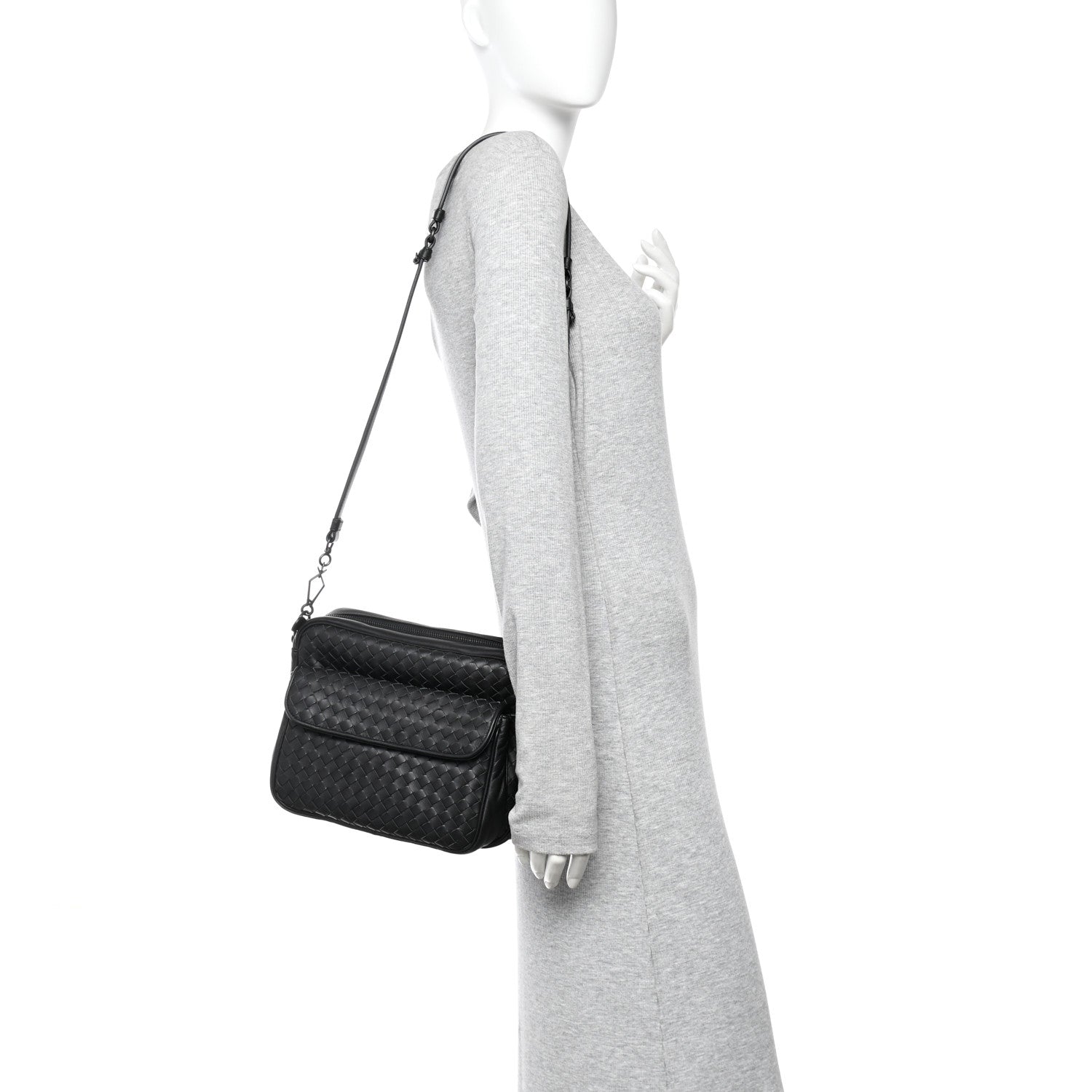 Bottega Veneta Nappa Intrecciato Messenger Bag Black 2 of 10