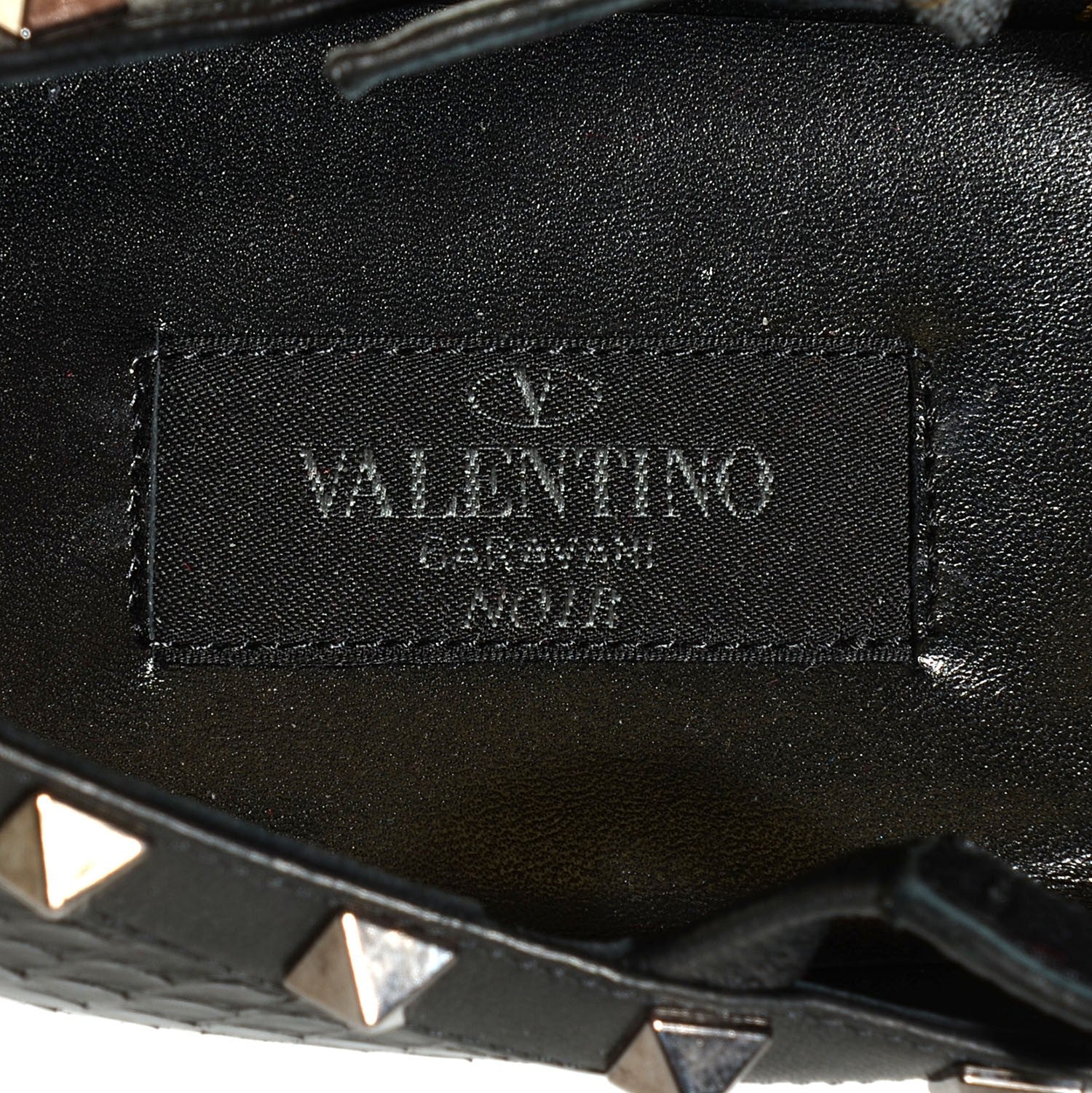 Valentino Garavani Ayers Snakeskin Rockstud Cage Ballerina Flats 38.5 Black 7 of 8