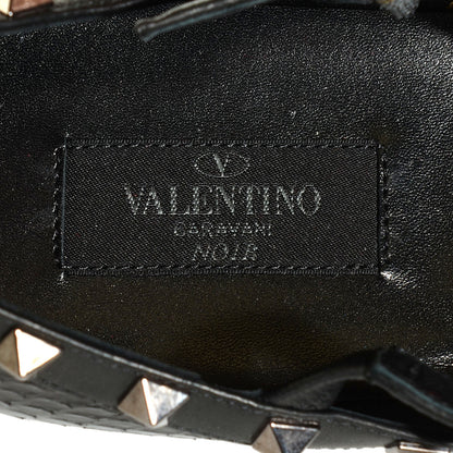Valentino Garavani Ayers Snakeskin Rockstud Cage Ballerina Flats 38.5 Black 7 of 8