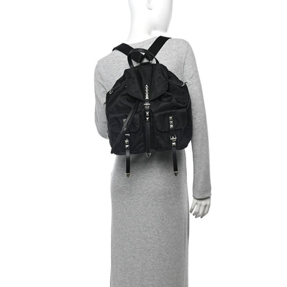Prada Nylon New Vela Studded Backpack Black 2 of 10
