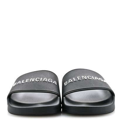 Balenciaga Rubber Womens Logo Pool Slide Sandals 35 Black 3 of 9
