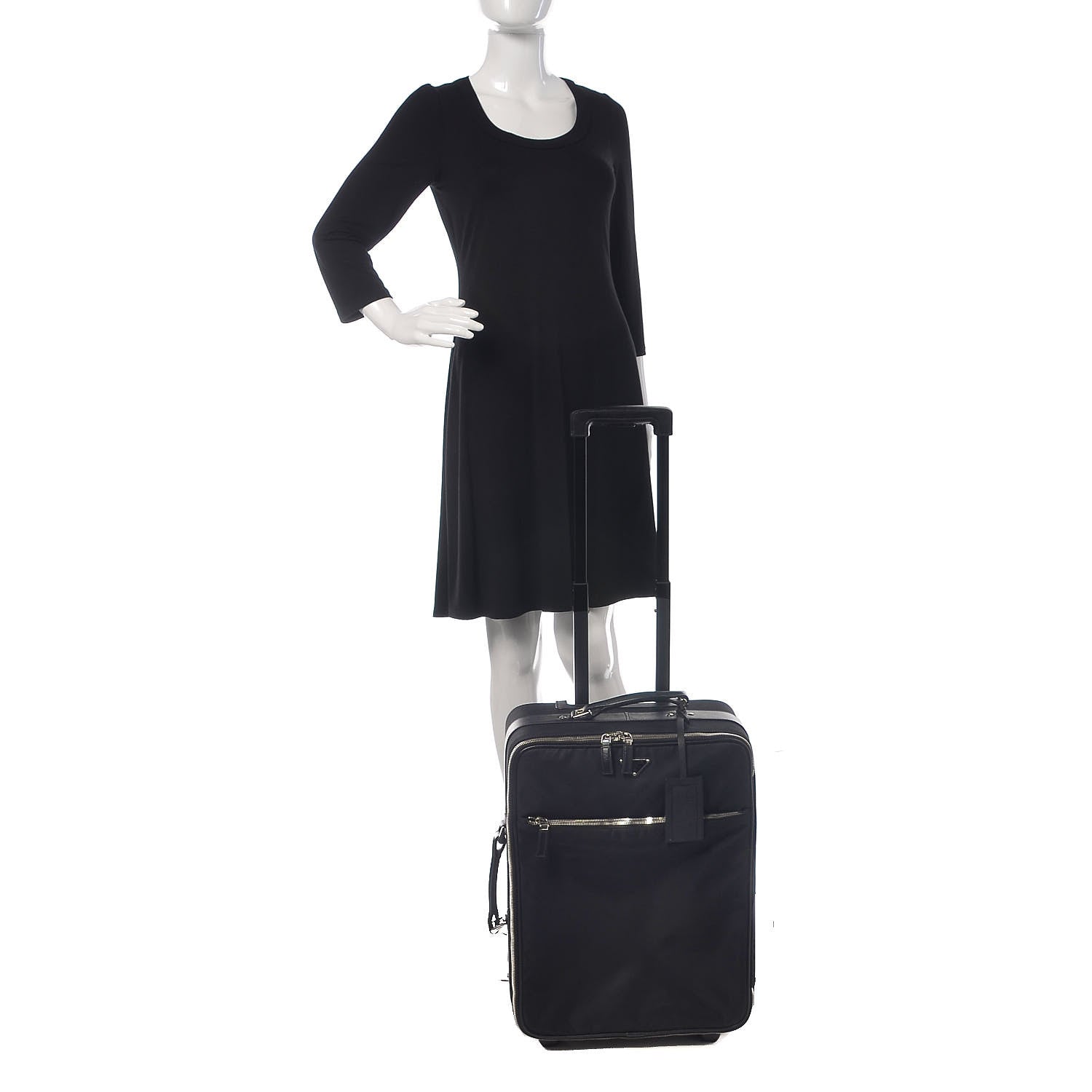 Prada Tessuto Nylon Saffiano Trolley Luggage Black 2 of 18